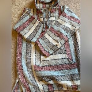 JFR Textiles XL Mexican Baja Poncho Hoodie Unisex never wore See photos for meas